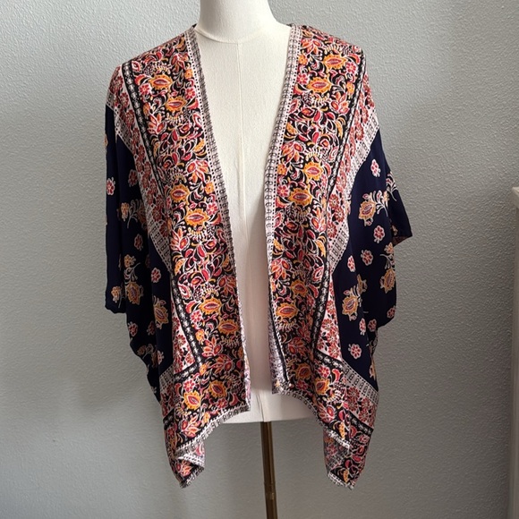 Angie Sweaters - Angie Multicolor Boho Flowy Floral Print Kimono Size Medium